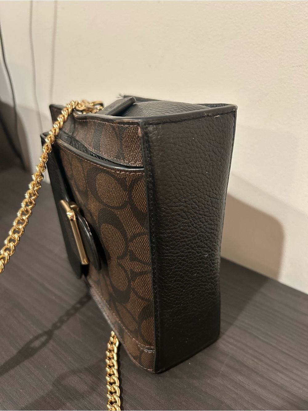 Coach Mini Pepper Crossbody in Signature Canvas with a black pebbled leather - Picture 11 of 12